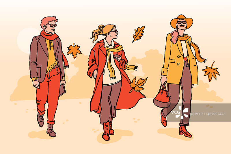 手绘秋季人物图片素材