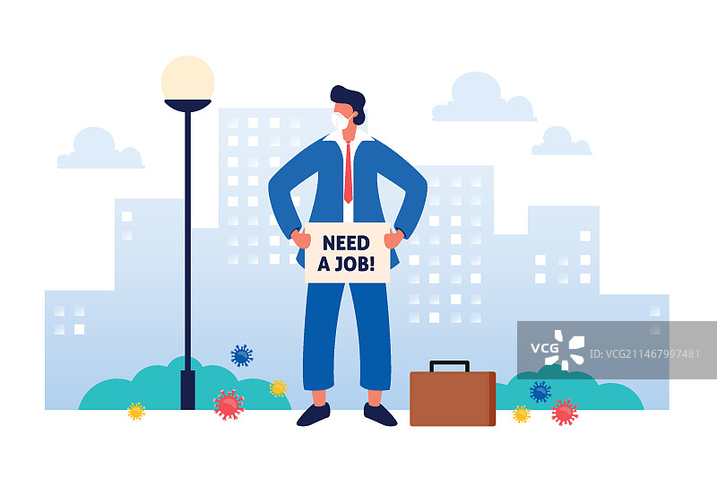 因新冠疫情失业图片素材