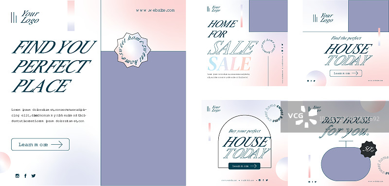 渐变房地产Instagram帖子图片素材