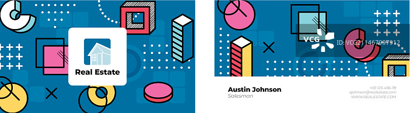 扁平风格抽象几何房地产名片图片素材