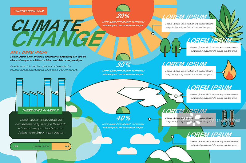 手绘扁平化气候变化信息图表模板图片素材