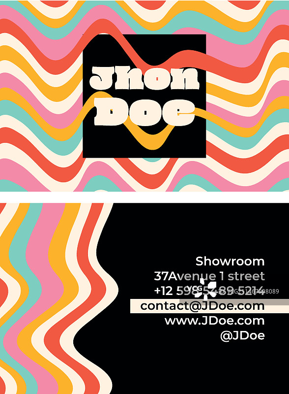 手绘迷幻横版名片模板图片素材