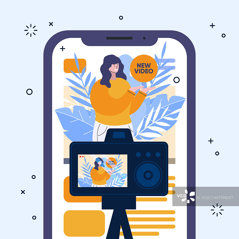网红录制新的视频插图图片素材