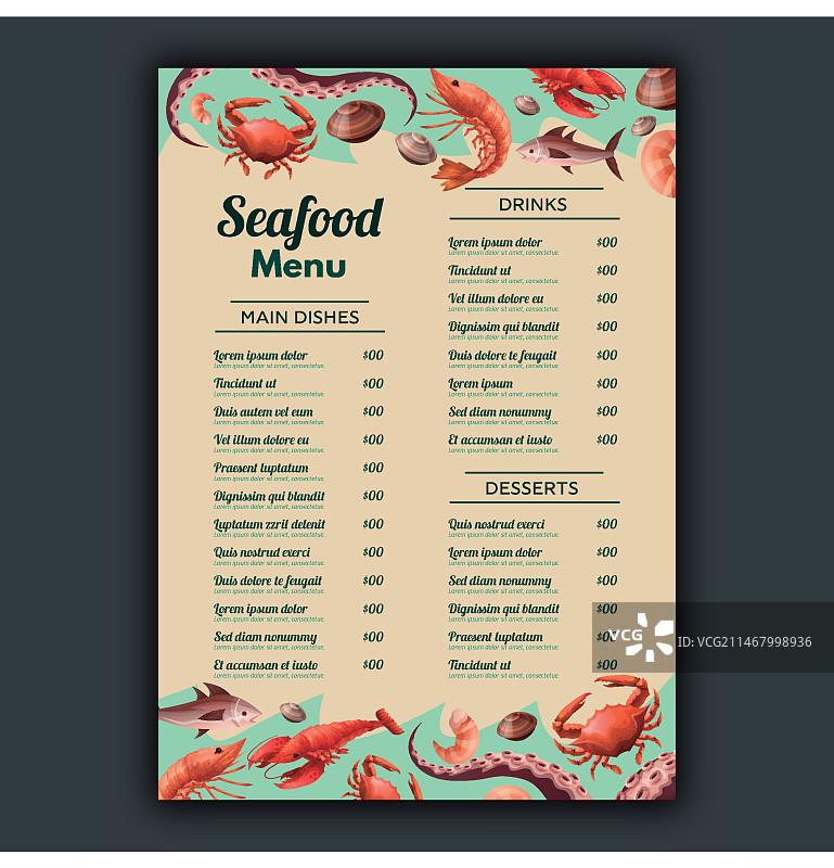 海鲜菜单模板图片素材