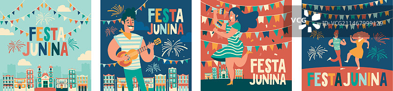 快乐的六月节手绘卡片包图片素材