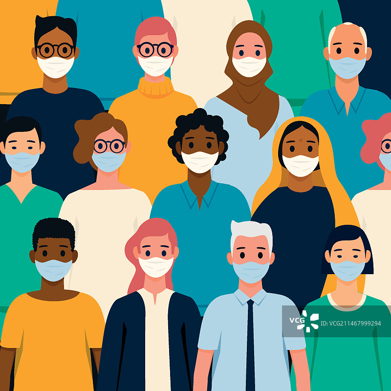 戴口罩的各民族群众图片素材