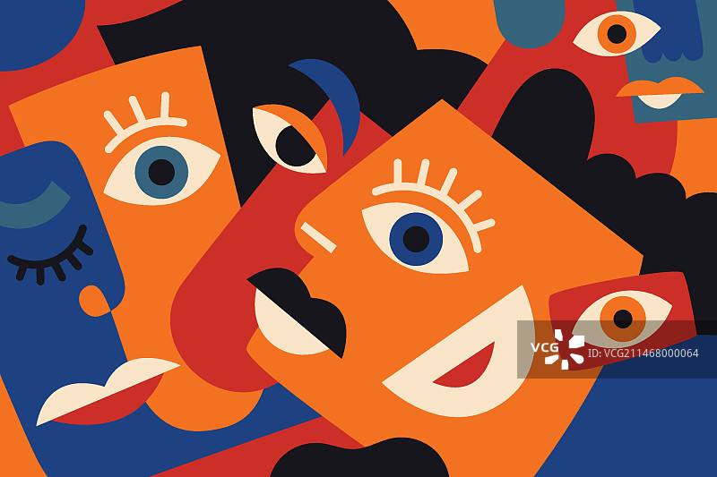 手绘毕加索风格插画图片素材