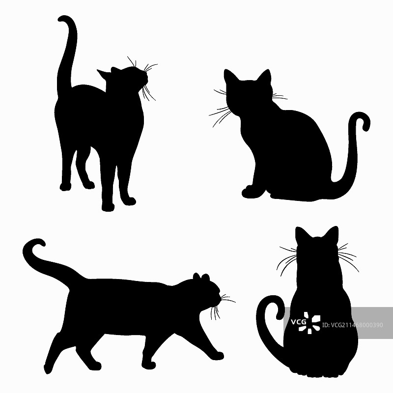 手绘动物剪影插画图片素材