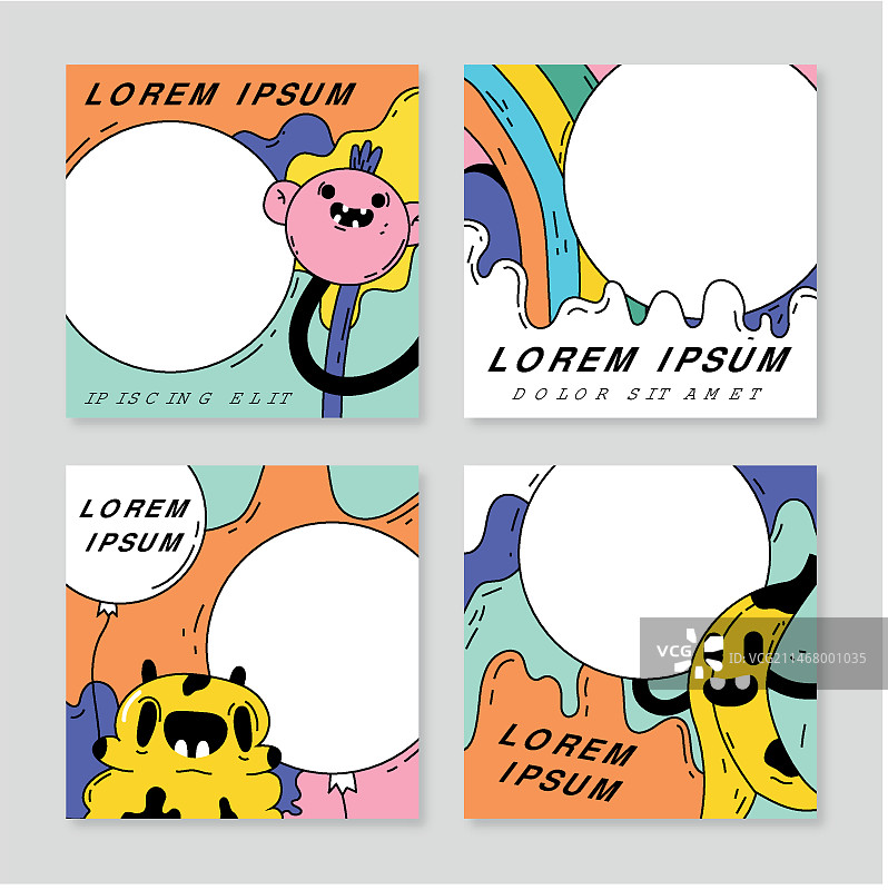 手绘卡通Instagram帖子合集图片素材