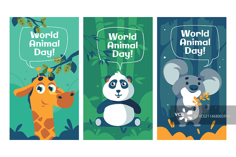 扁平风世界动物日Instagram故事合集图片素材