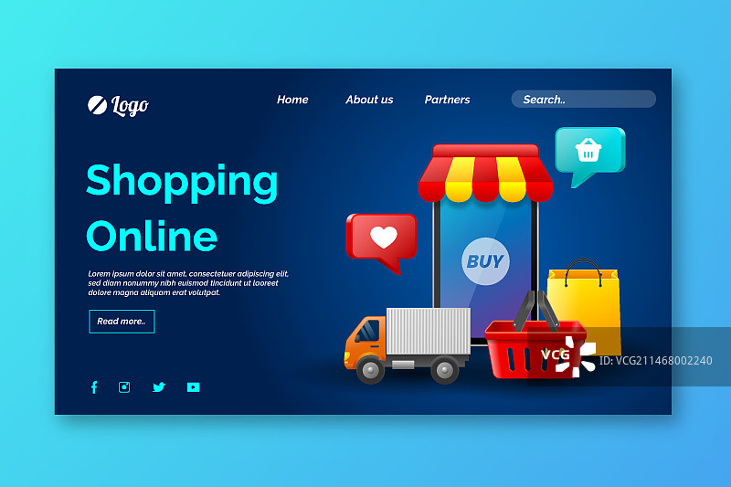 逼真的在线购物着陆页图片素材