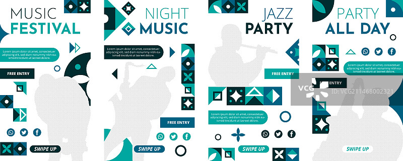 扁平马赛克音乐节Instagram快拍合集图片素材