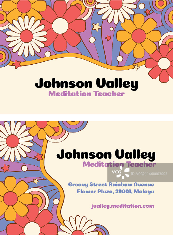 手绘迷幻风格名片设计图片素材