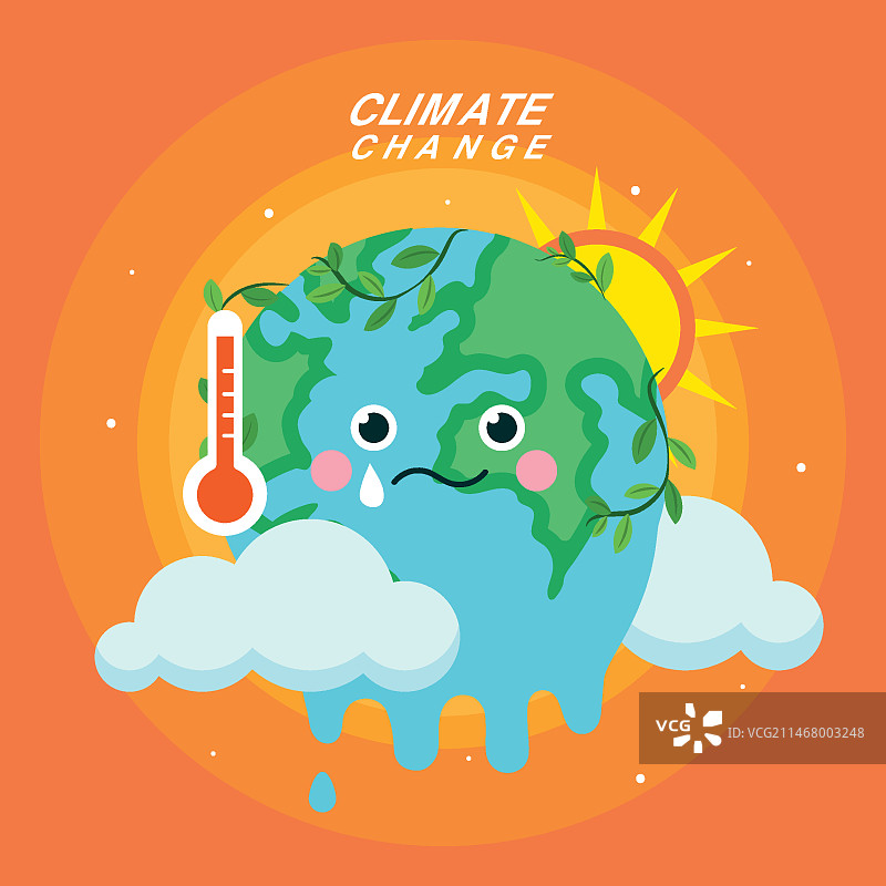 手绘扁平风气候变化概念图片素材