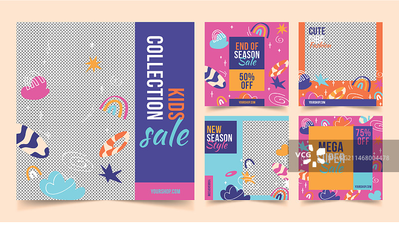 手绘抽象Instagram帖子图片素材