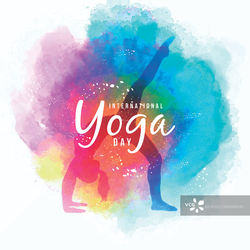 水彩国际瑜伽日背景图片素材