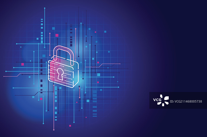霓虹锁网络安全概念图片素材