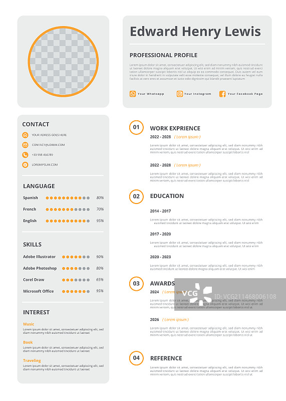 极简主义简历模板图片素材