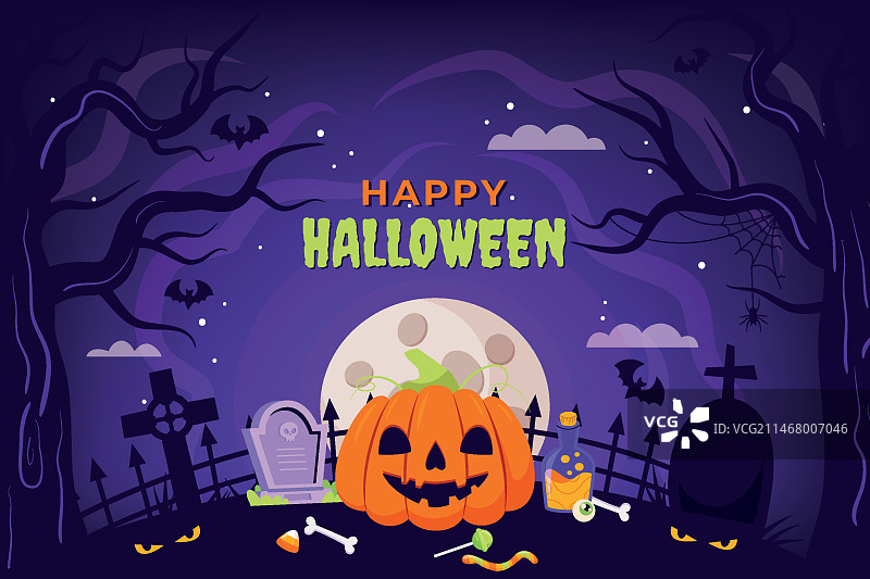 手绘扁平万圣节背景图片素材