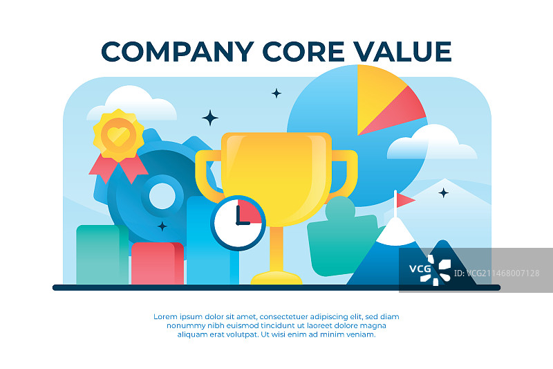 渐变核心价值观概念插画图片素材