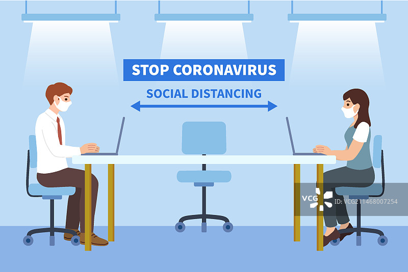 会议中的社交距离图片素材