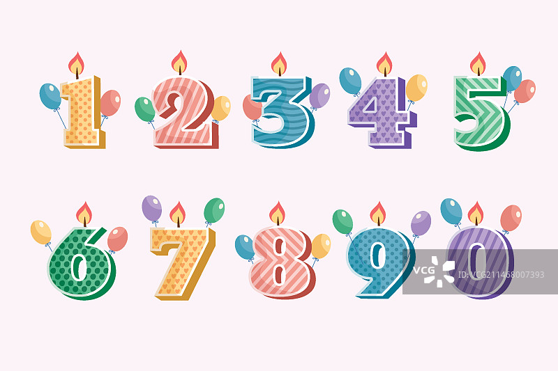 手绘生日数字合集图片素材