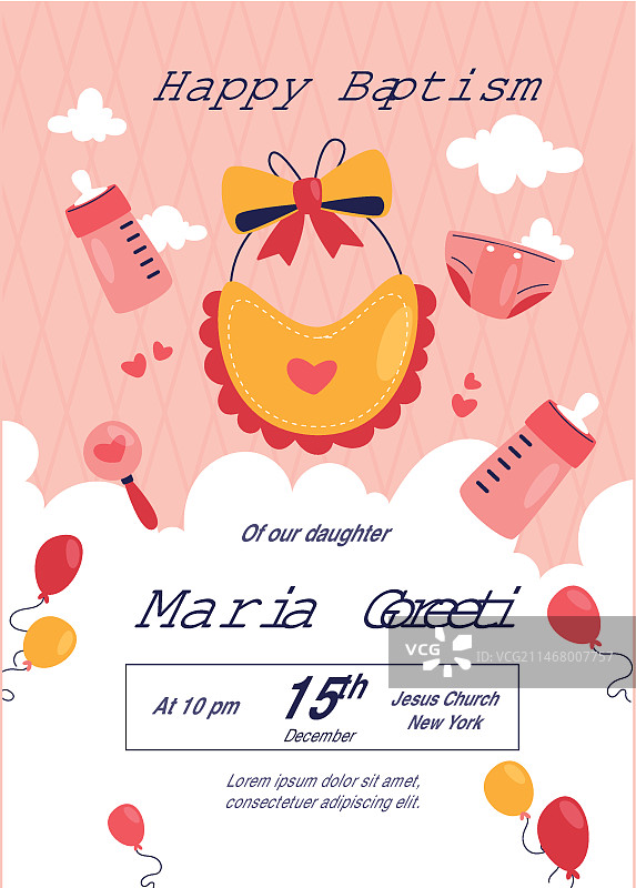 手绘洗礼海报模板设计图片素材