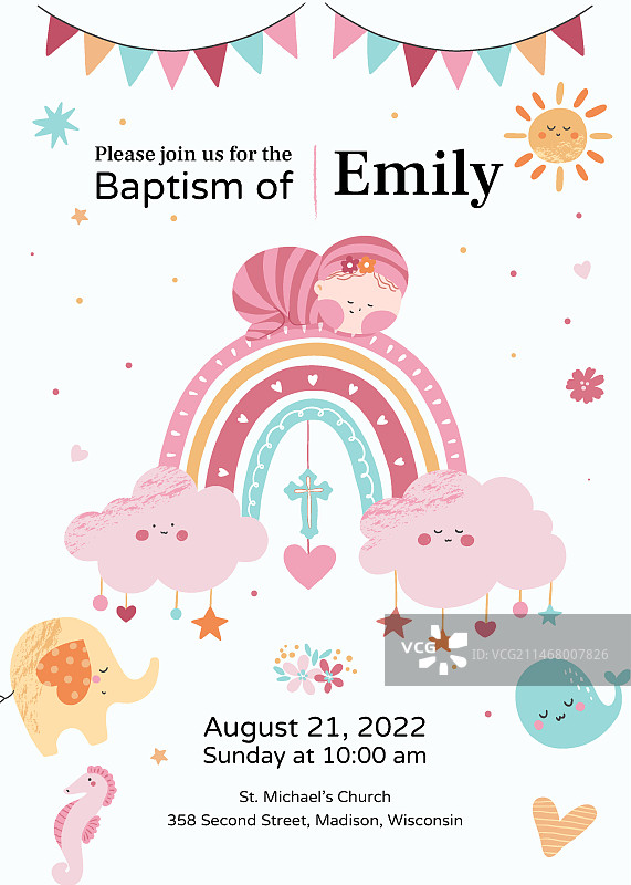 手绘洗礼海报模板设计图片素材