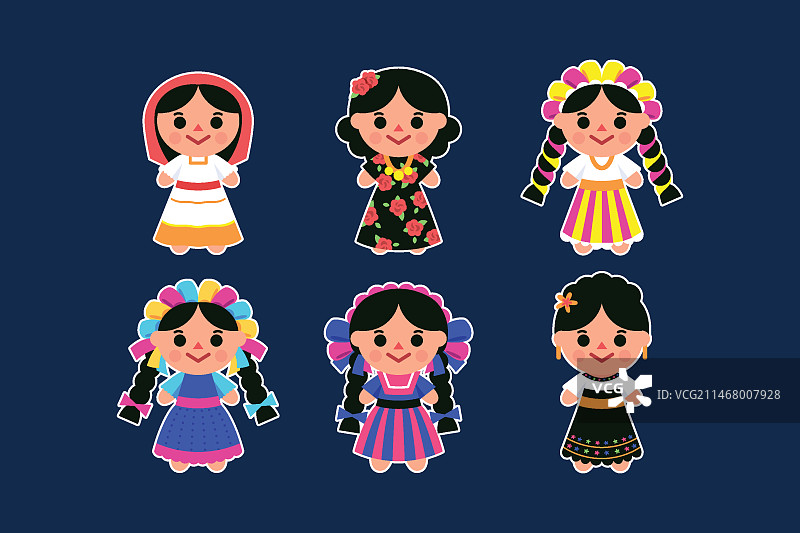 手绘墨西哥玩偶插画图片素材