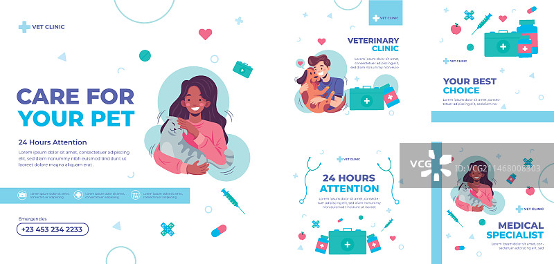 扁平风格医疗Instagram帖子图片素材