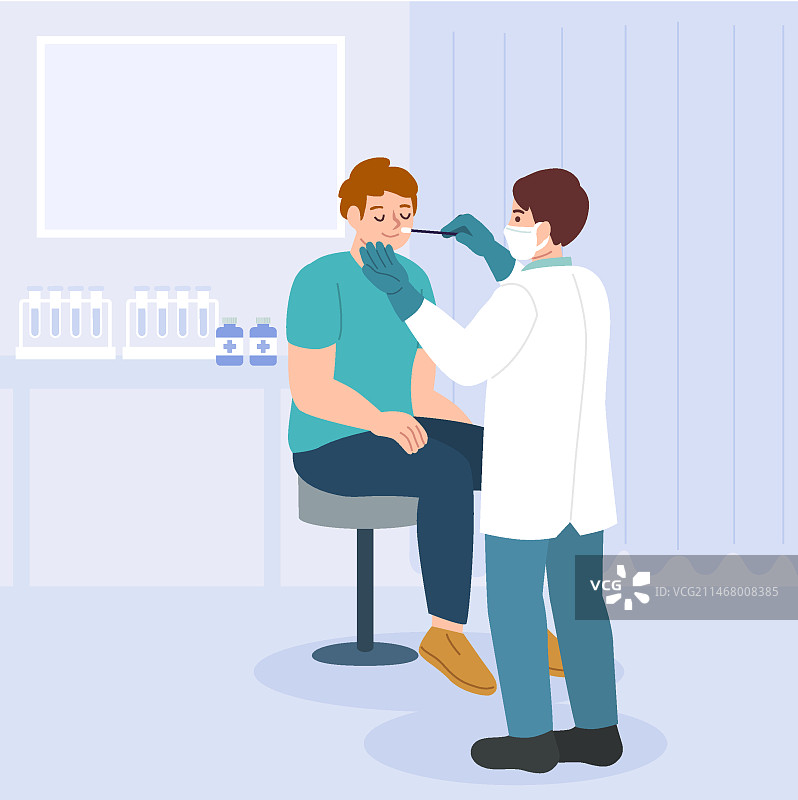 病人接受鼻拭子检测图片素材