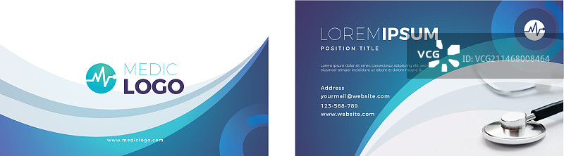 渐变医疗横版名片模板图片素材