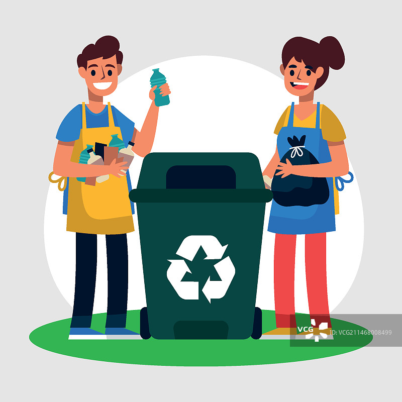 年轻夫妇回收垃圾图片素材