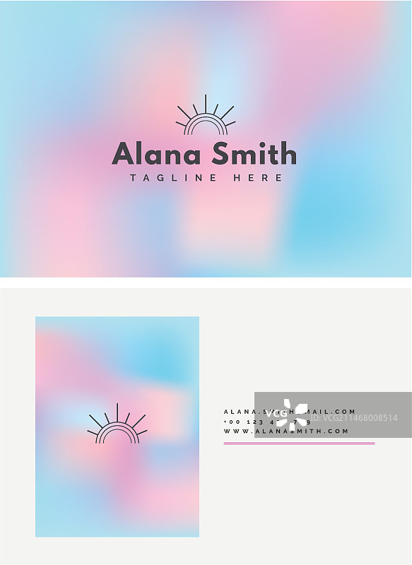 蓝色和粉色渐变色名片模板图片素材