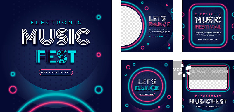 渐变炫彩音乐节Instagram帖子图片素材