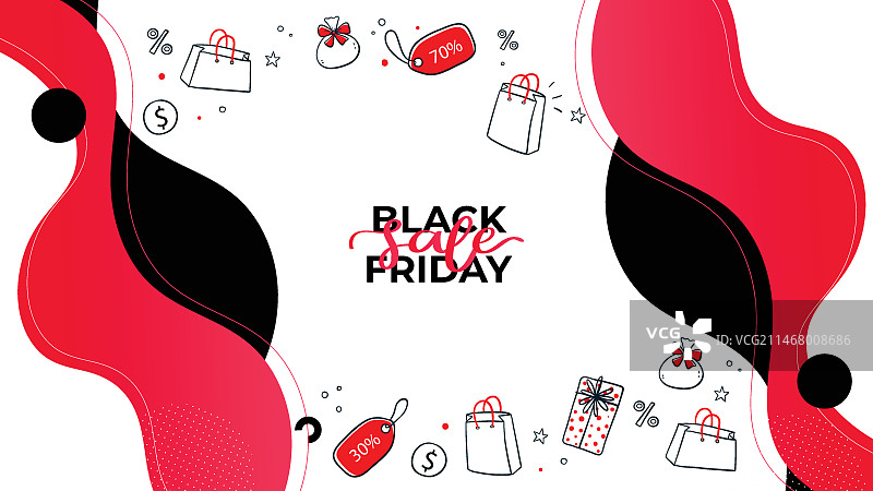 手绘扁平黑色星期五YouTube频道封面图片素材