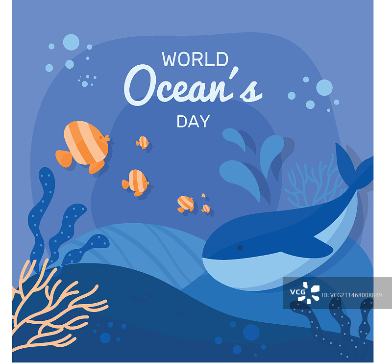 扁平风格世界海洋日图片素材