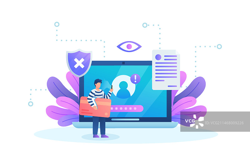 笔记本电脑窃取数据概念图片素材