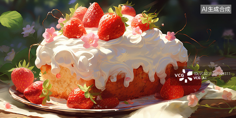 【AI数字艺术】桌子上盘子里草莓的特写镜头图片素材