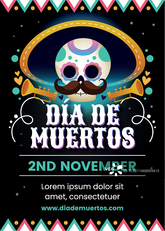 扁平风亡灵节竖版海报模板图片素材