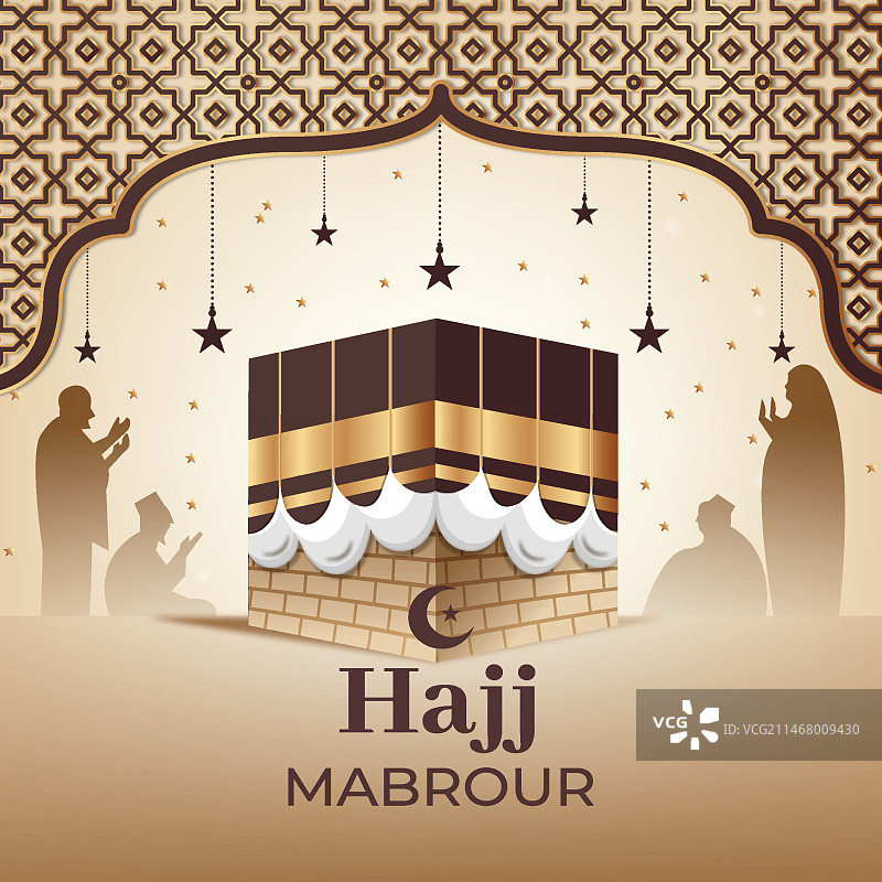 逼真风格伊斯兰朝圣插画图片素材