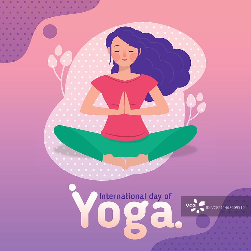 扁平风格国际瑜伽日概念图片素材