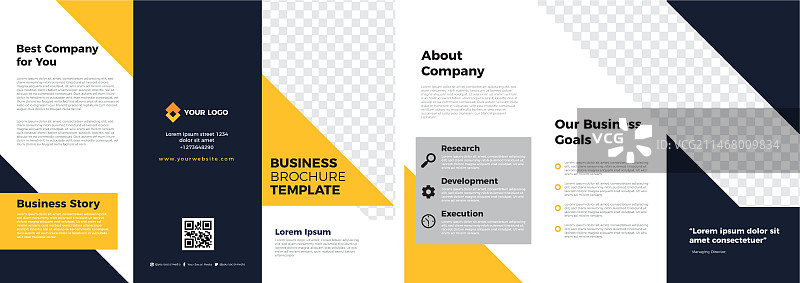 带照片的抽象三折宣传册模板图片素材