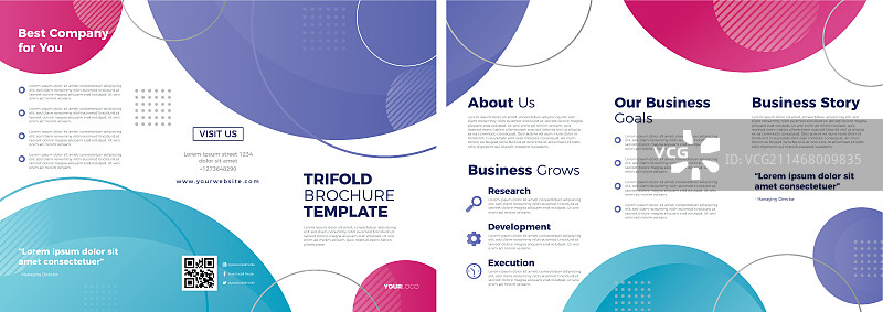 带照片的抽象三折宣传册模板图片素材