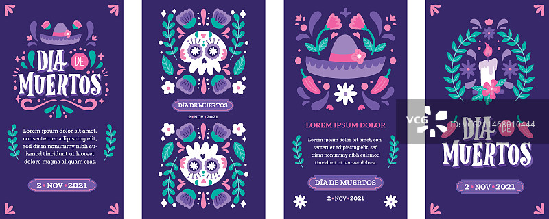 手绘亡灵节Instagram故事素材合集图片素材