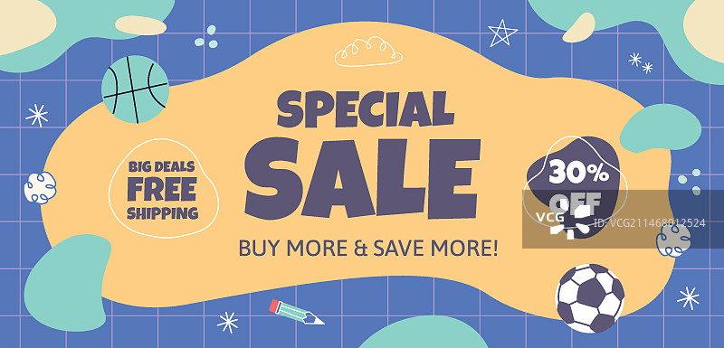 儿童促销banner扁平风格图片素材