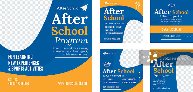 儿童课后活动Instagram帖子扁平化设计合集图片素材