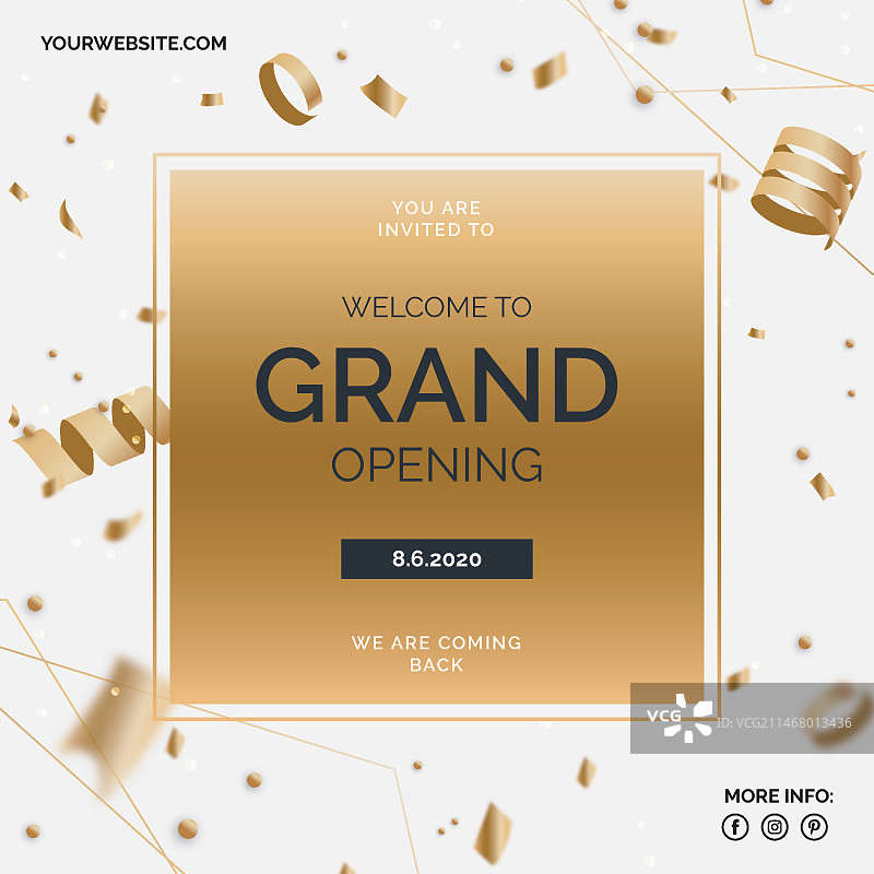 金色纸屑盛大重开banner图片素材