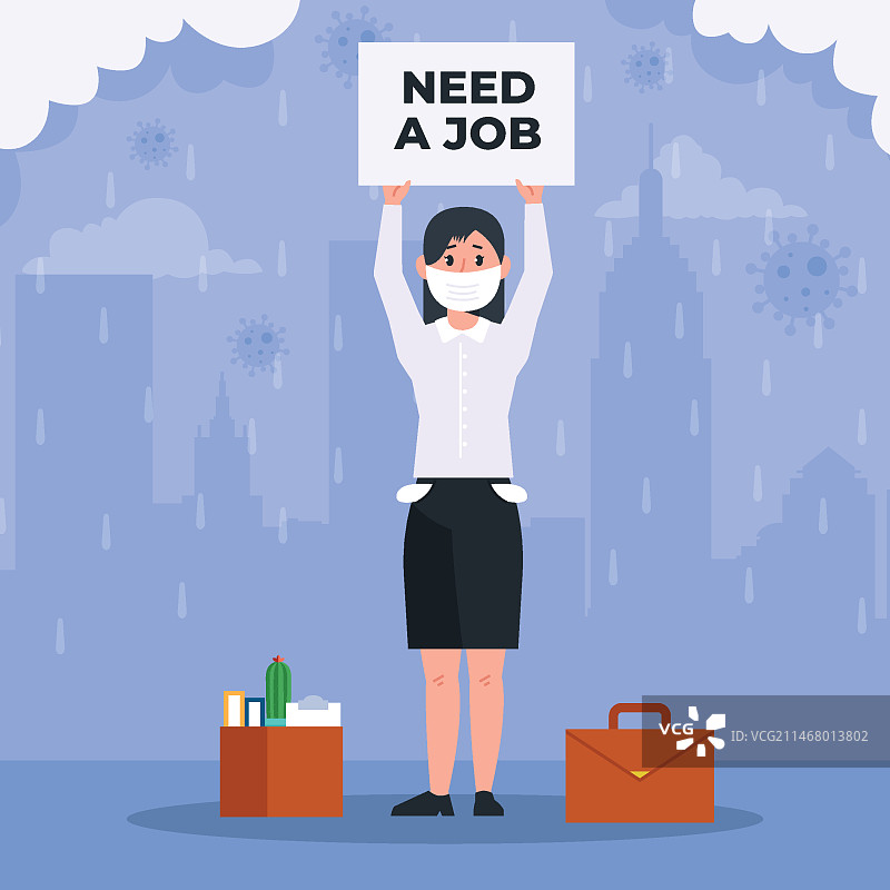 因新冠疫情失业图片素材