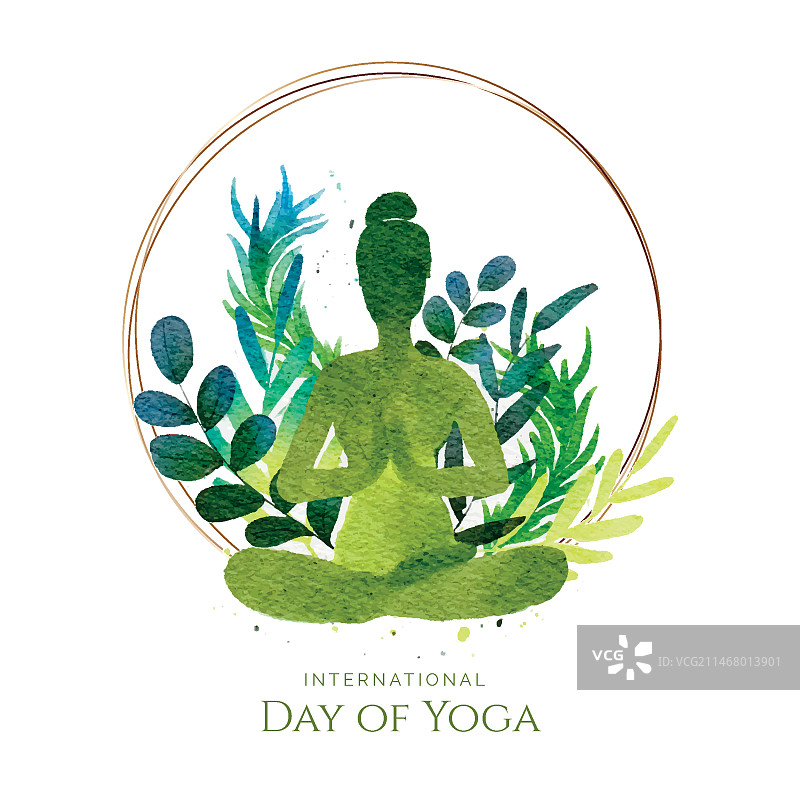 水彩国际瑜伽日图片素材